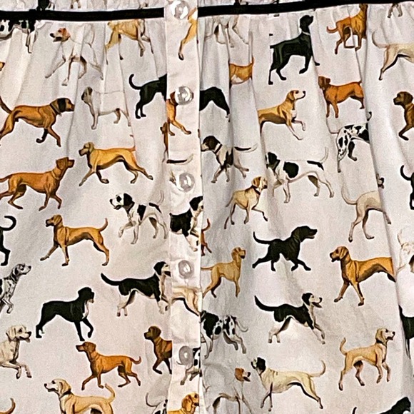 ANTHROPOLOGIE MAEVE womens LEANDRA SHIRRED YOKE DOG PRINT BLOUSE MEDIUM COTTON. - Picture 4 of 11
